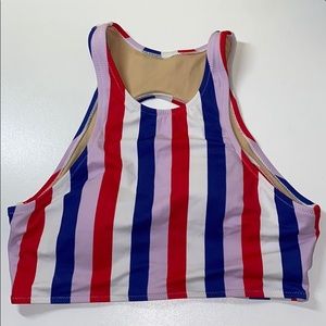 Striped halter bikini top